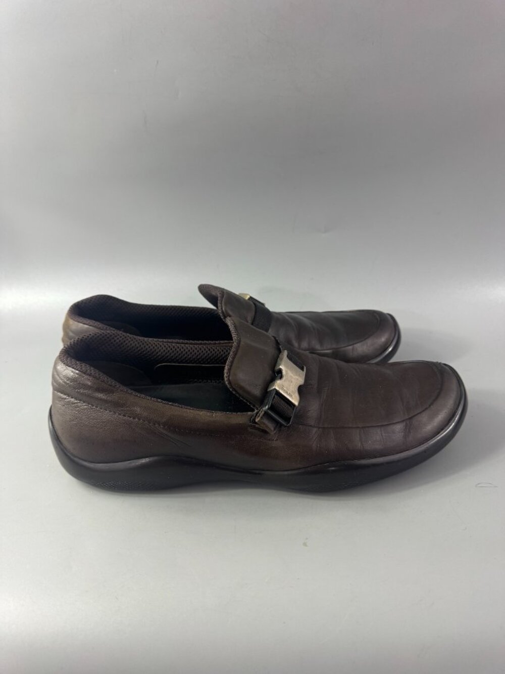 Authentic Prada Chocolate Brown Leather Classic Loafers - Picture 2 of 16